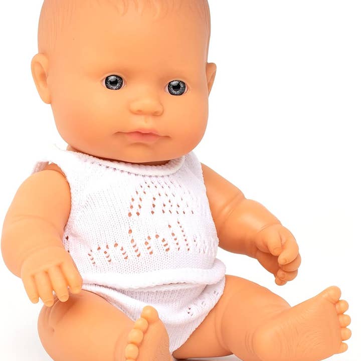 KsmToys - Wholesale Doll - Kids - KsmToys Miniland 8.25″ 20cm Soft Body Caucasdian Baby Girl Doll with Organic Cotton Clothes BPA-Free Vinyl Anatomically Correct Fully Articulated and Posable
