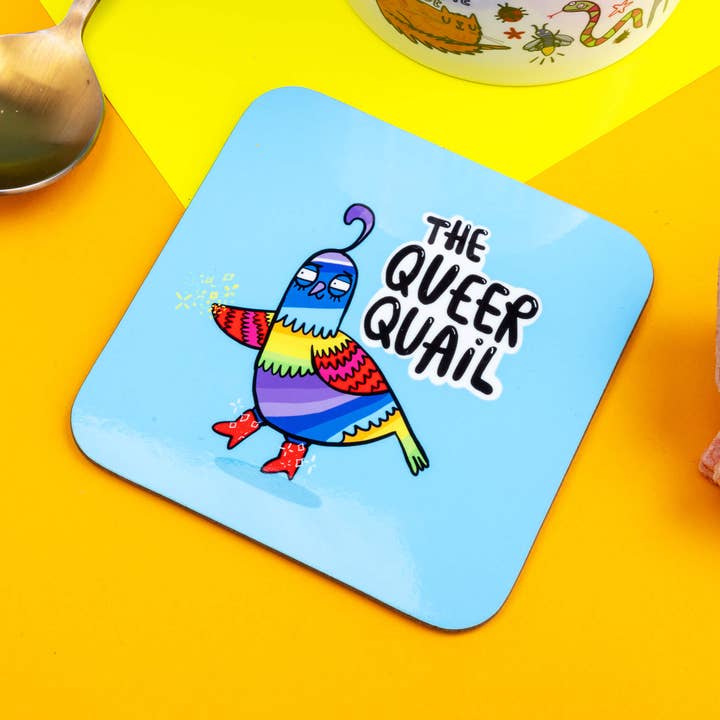 Queer Quail Coasters for wholesale by Katie Abey