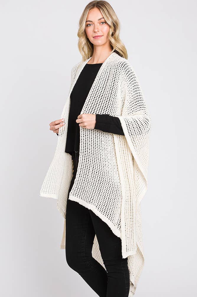 Hana - Wholesale Cardigan - Dames - Solid Chenille Crochet Ruana13