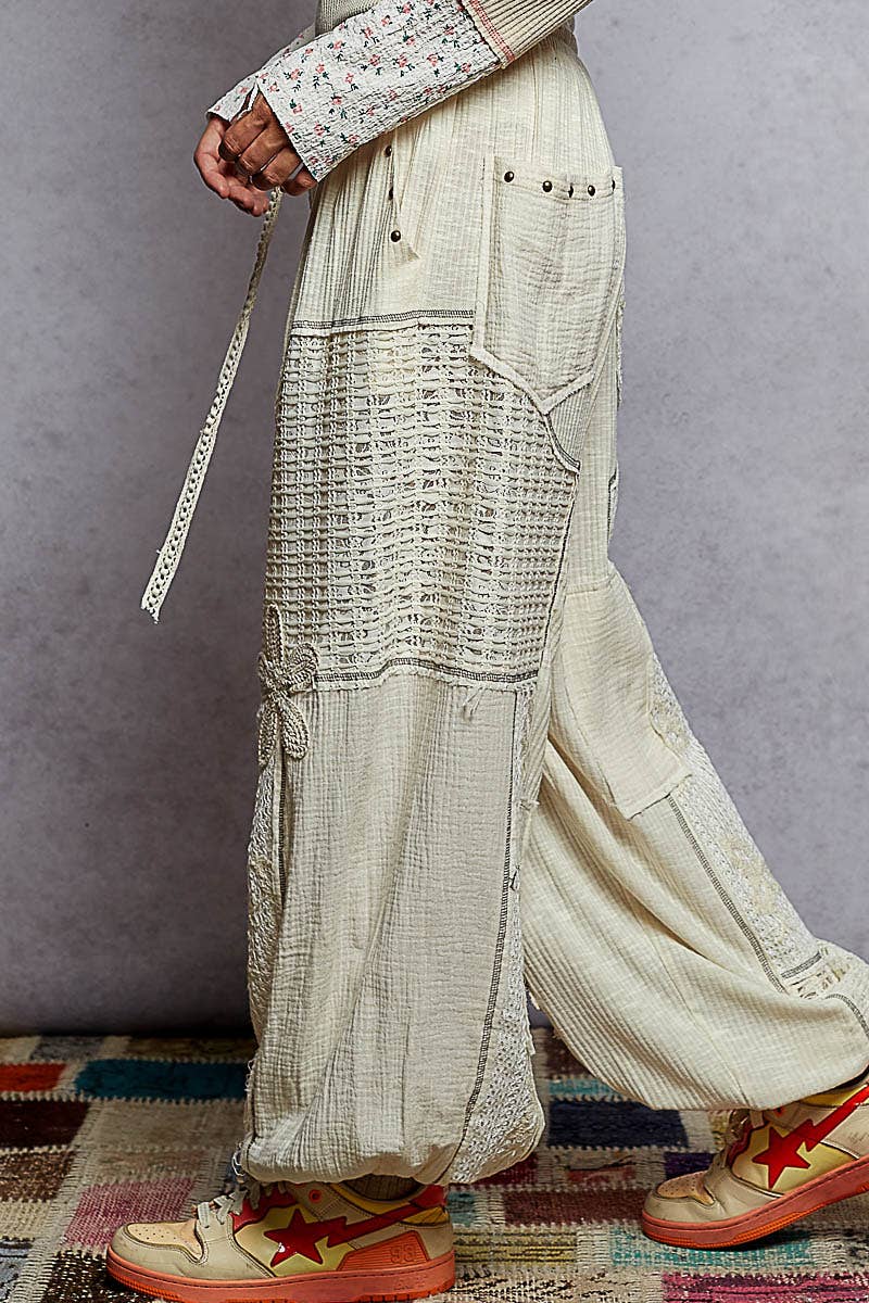 Pol Clothing - Wholesale Pants - Women's - Solid pattern patch detail rib knit jogger pants5