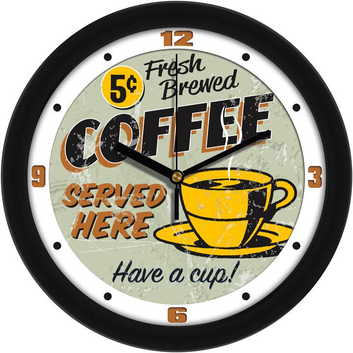 Retro Vintage Coffee Advertising Sign Wall Clock for wholesale by Sun Time