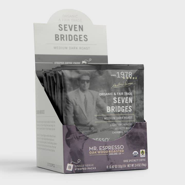 Mr. Espresso: Seven Bridges - Dark Roast Coffee 8ct Carton for wholesale by Steeped Coffee