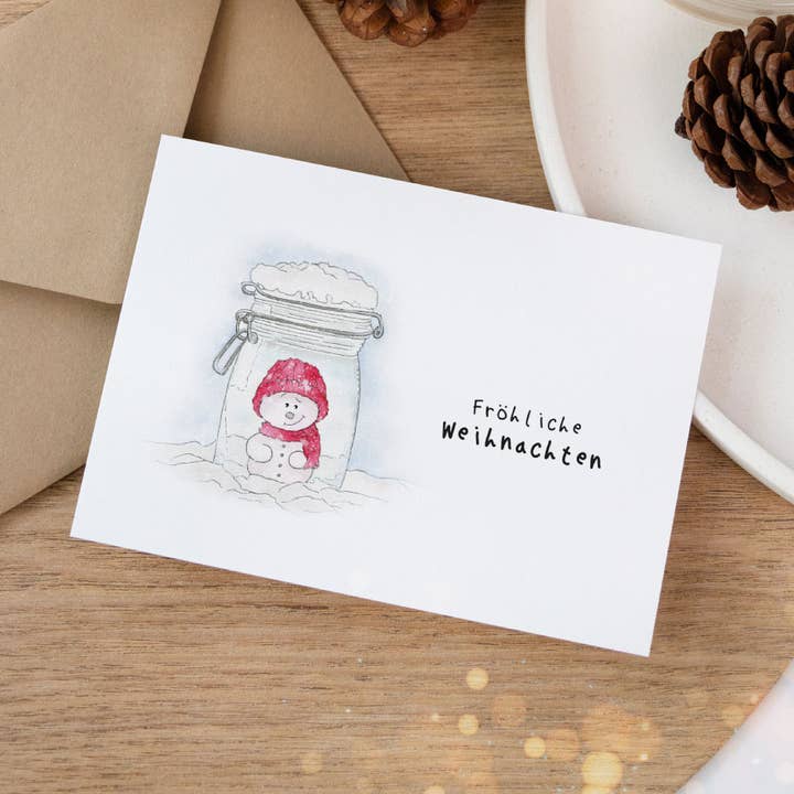 Cartolina di Natale - Merry Christmas | Biglietto di auguri ad acquerello per la vendita all'ingrosso da parte di Funkenbunt