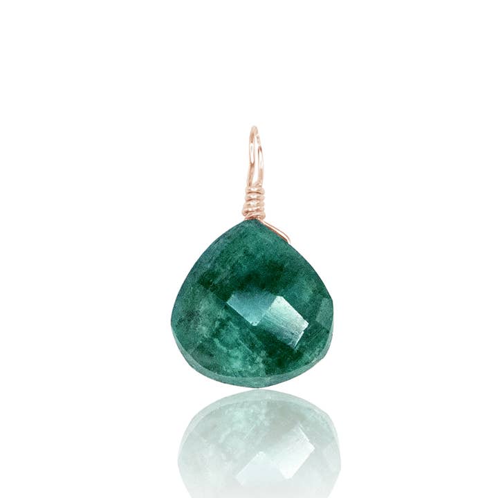Luna Tide - Wholesale Individual charm/pendant - Tiny Emerald Teardrop Gemstone Pendant4