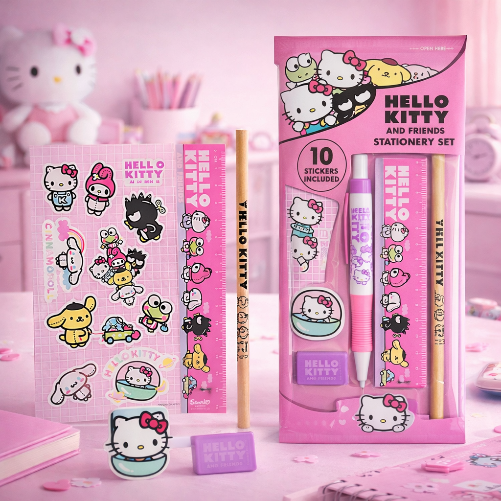 Mad Monkey GmbH - Vente Décoration de bureau – enfant et bébé - Sanrio Hello Kitty - Ensemble de papeterie 6 pièces0