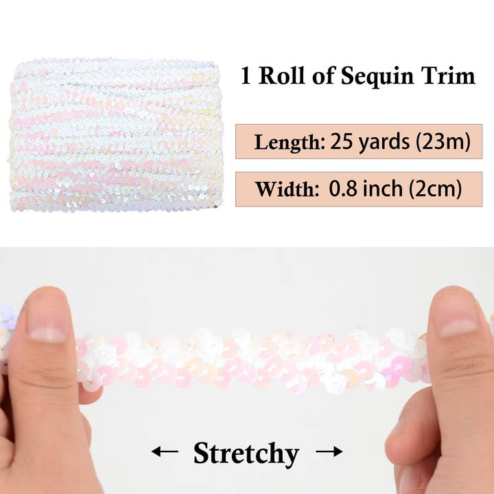 AK Brand - Wholesale Ribbon – Gift wrapping - Elastic Sequin Trim 0.8 Inch Glitter Paillette Ribbon4
