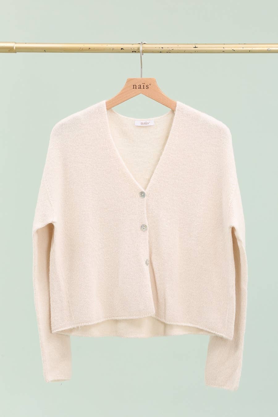 NAÏS PARIS – wholesale Kofta - Dam – Kort knappad V-ringad kofta i alpaca och ull0