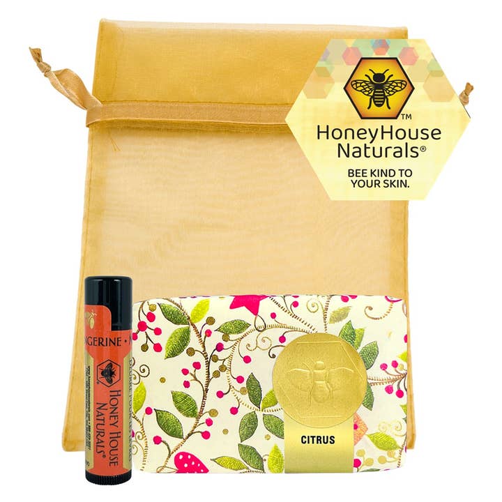Holiday 3.5oz Soap & Lip Butter Gift Set - Individual for wholesale by Honey House Naturals