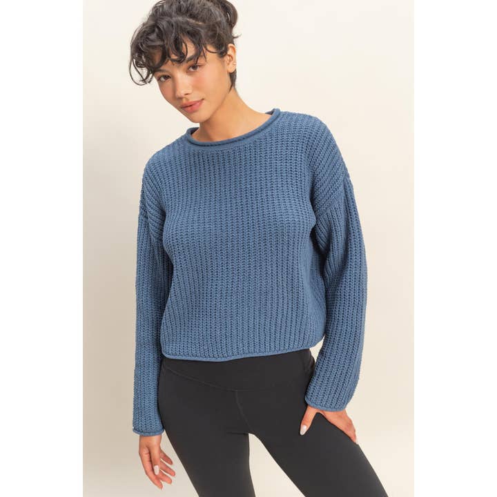 Rolled Edge Sweater for wholesale by Double Zero