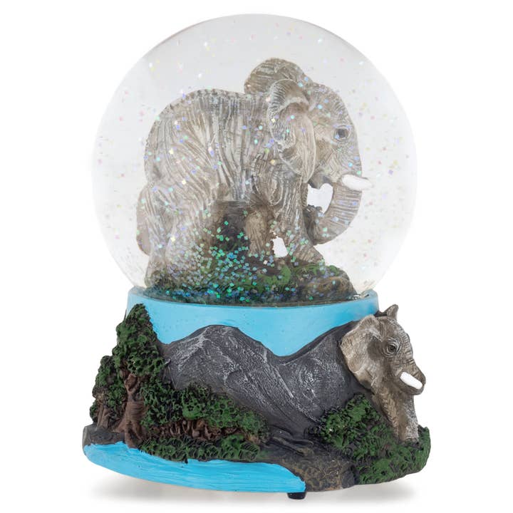 EAST AVENUE - Wholesale Snow Globe - Elephant Playing Figurine 100MM Snow Globe1