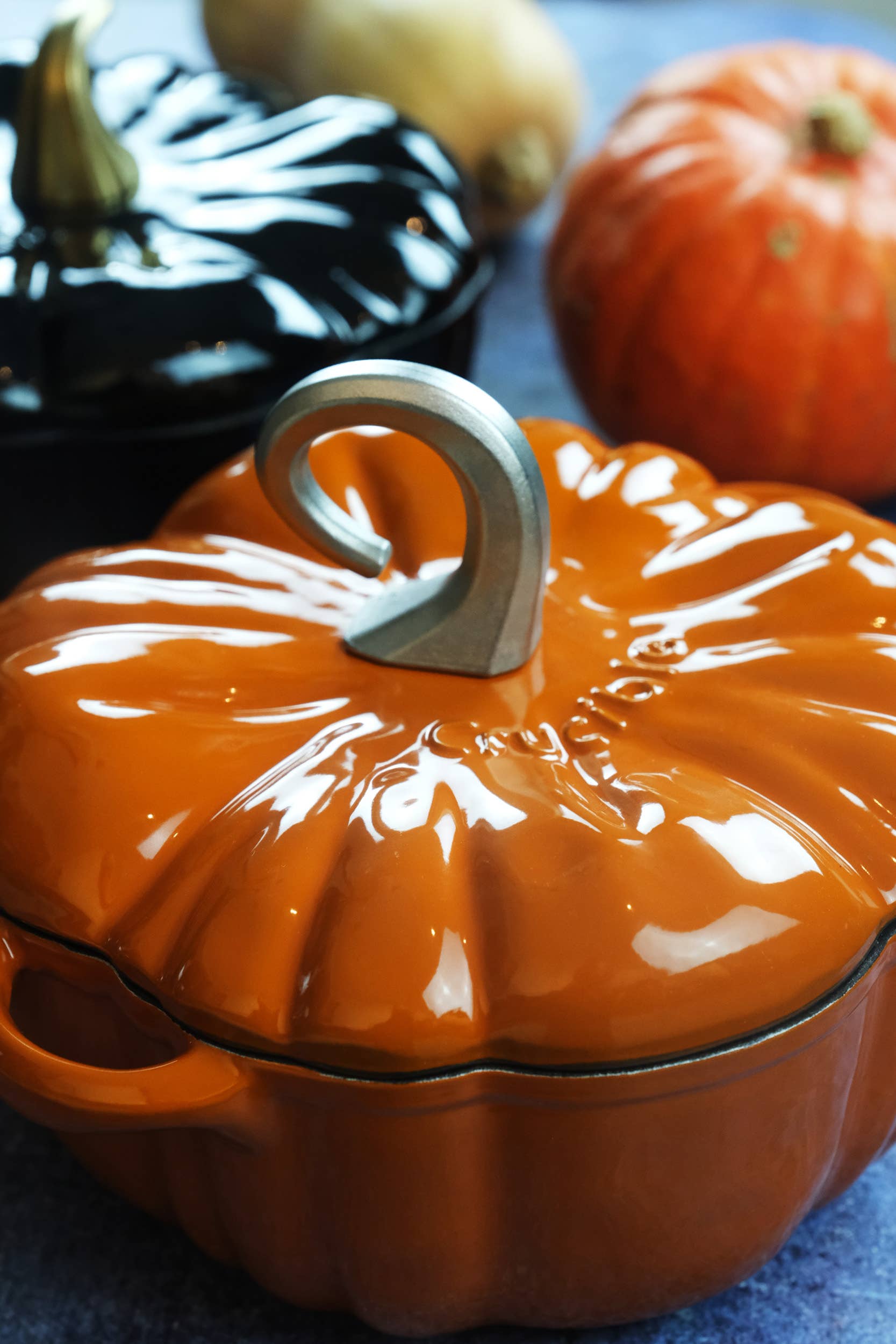 Crucible Cookware – Conjunto de frigideiras e panelas por atacado – Panela de Abóbora em Ferro Fundido Esmaltado, Caçarola, Cocotte, Laranja7