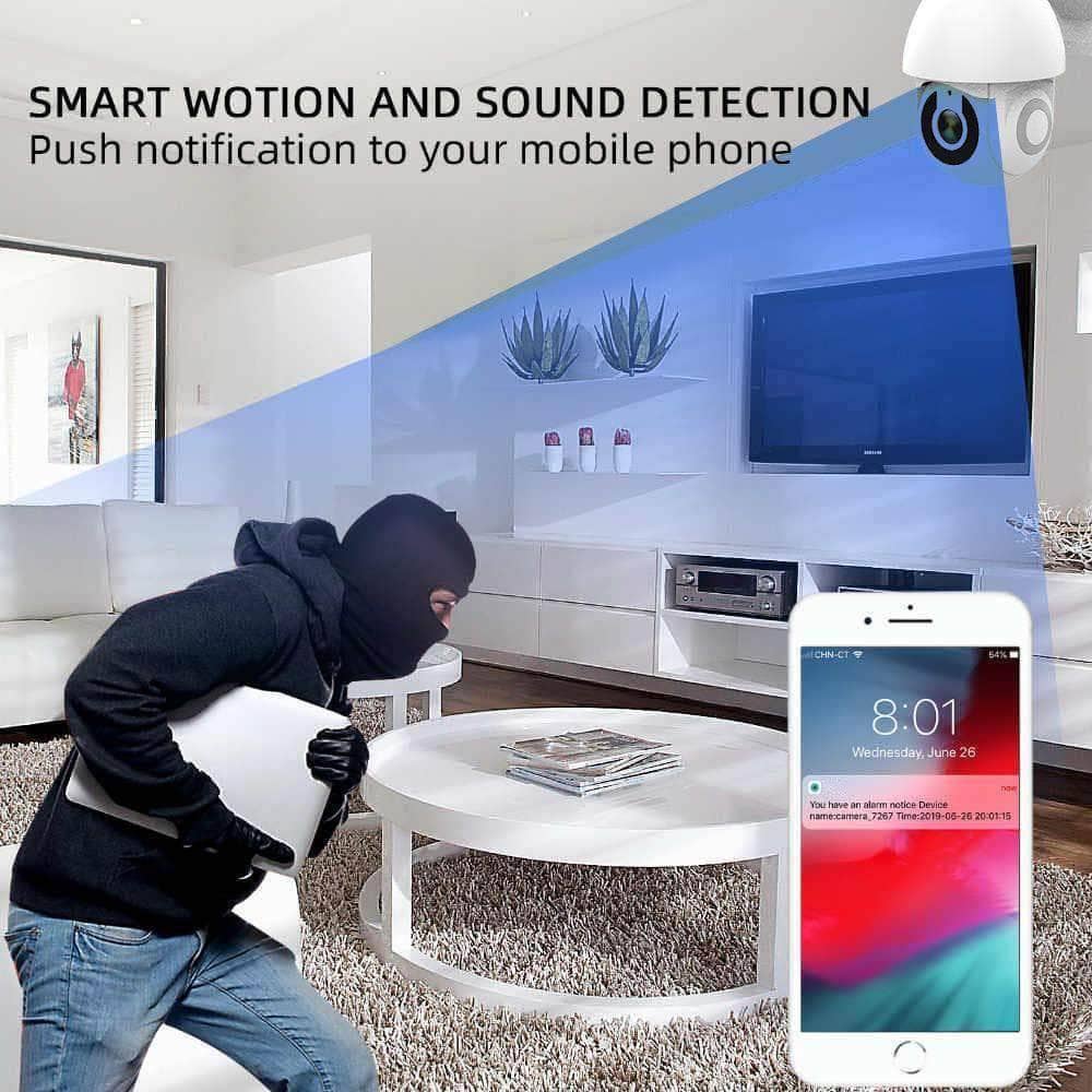 ENER-J – wholesale Outdoor/lawn light – Smart WiFi Dome IP Camera PTZ, 1080P (White)7