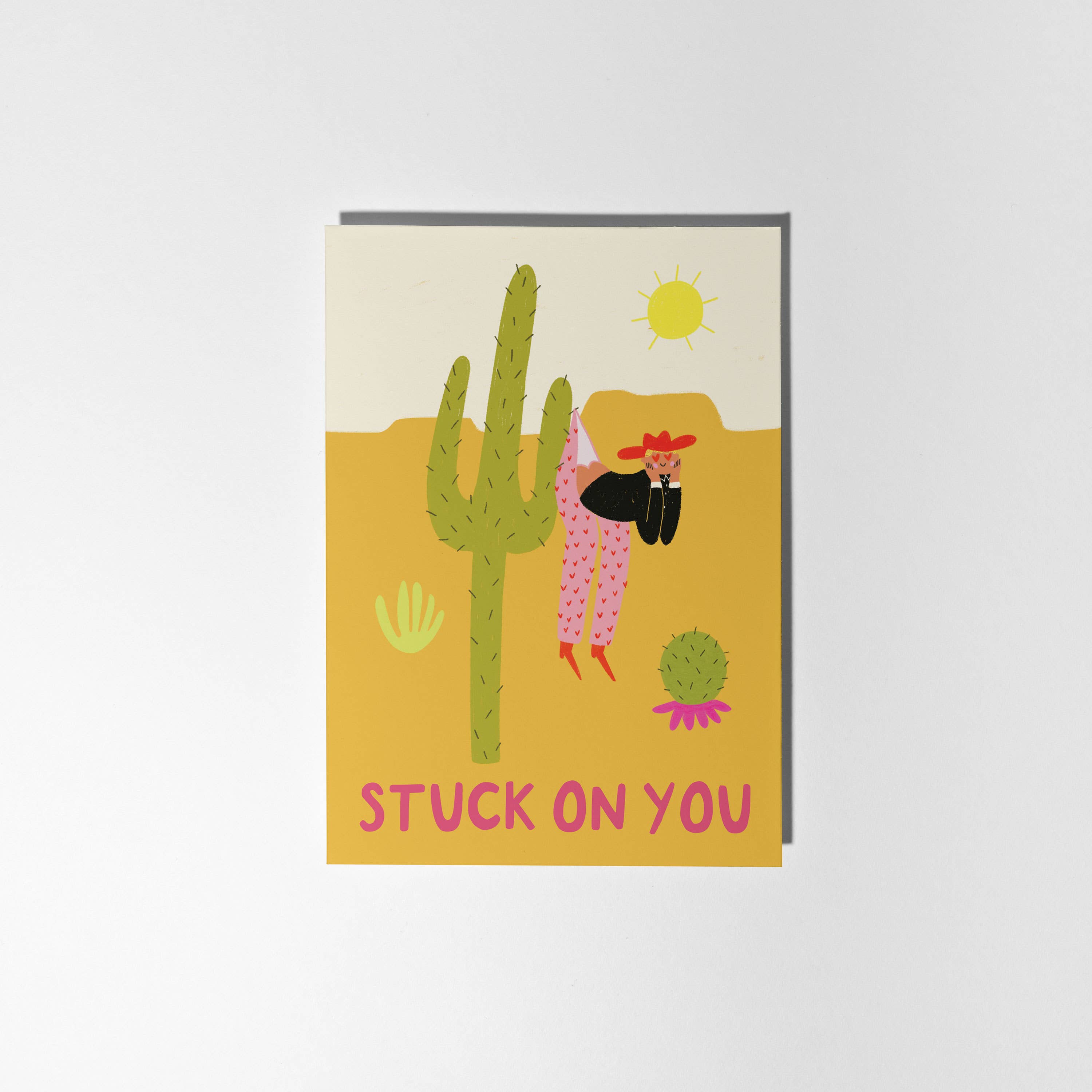 Little Black Cat Illustrated Goods - Vente Cartes de Saint-Valentin - Coincé sur toi Carte d'amour | Carte de Saint-Valentin Cowboy | Western3