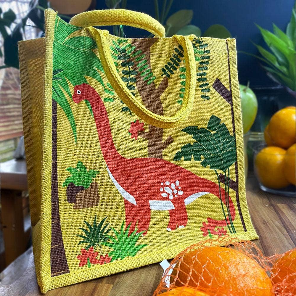 Shared Earth - Wholesale Tote Bag - Unisex - Jute Shopping Bag, Brontosaurus 30x30cm1