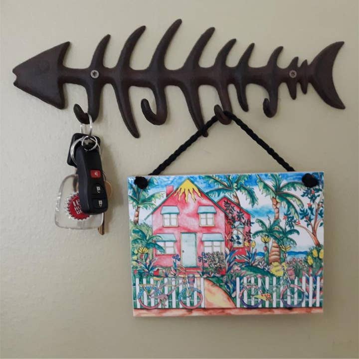 Florida Vibes Art / Mungo Key Designs - Wholesale Muurtegel - Twee fietsen strandhuisje keramische tegels2