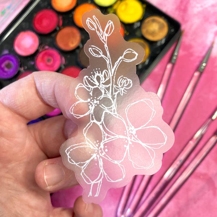 Autocollant transparent Fleur de cerisier 3,3 x 1,75 Autocollant pour la vente par stickersbyjodi
