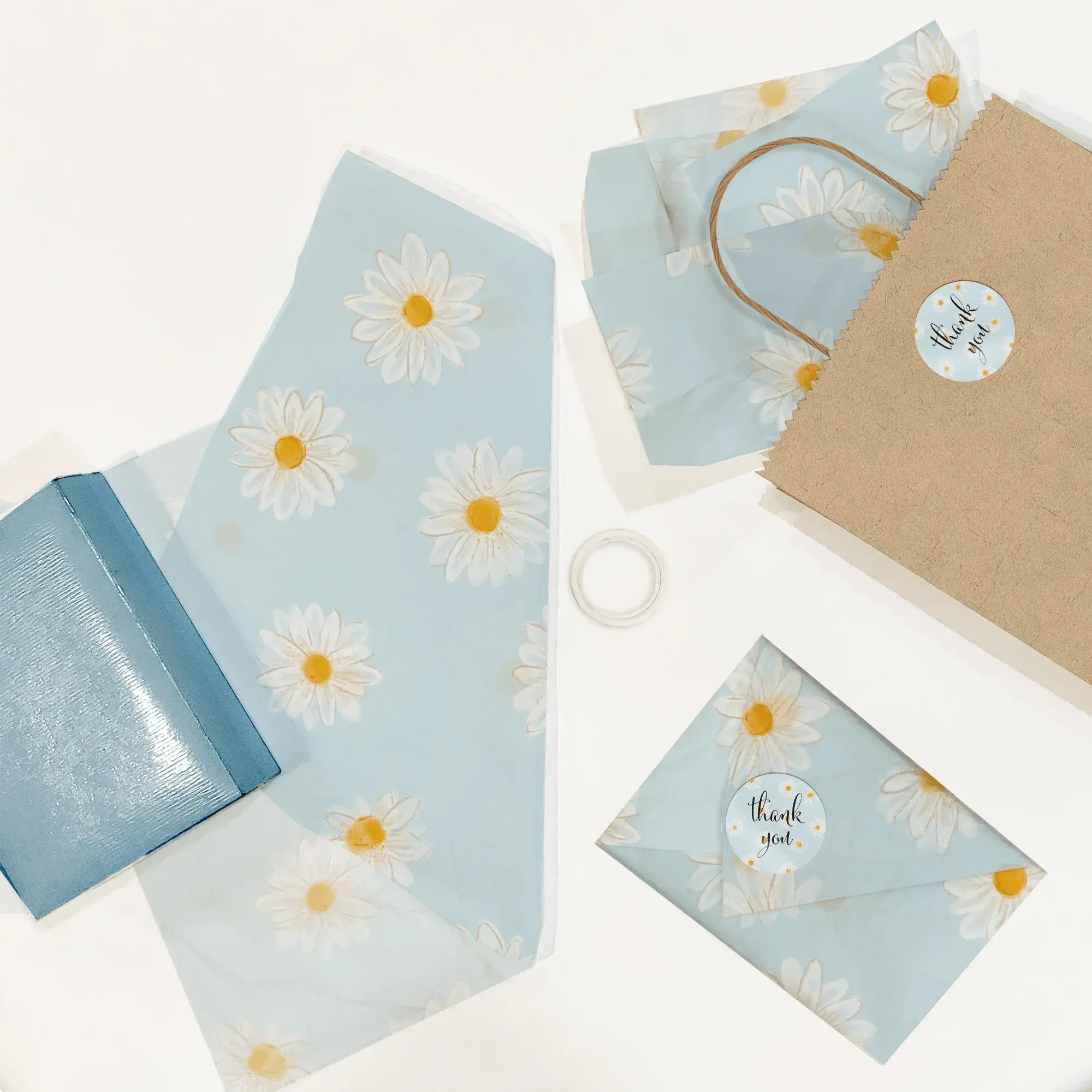 Eleven Fashion - Venta al por mayor Papel de seda - Papel de seda estampado con margaritas de diseño5