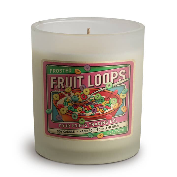Fruit Loops 8 oz Soy Candle for wholesale by Four Points Trading Co