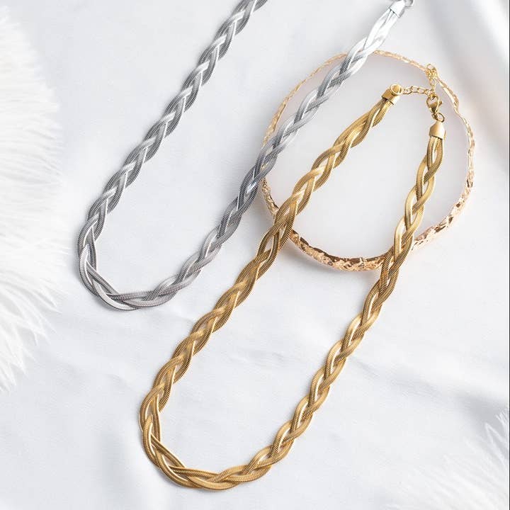 Goupi - Wholesale Link & chain necklace - Snake Waterproof Steel Braided Chain4