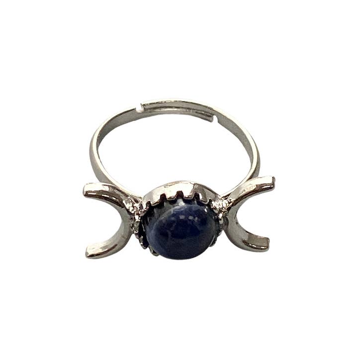 VIE - Wholesale Single stone/solitaire ring - Adjustable Triple Moon Ring with 0.5cm Gemstone27