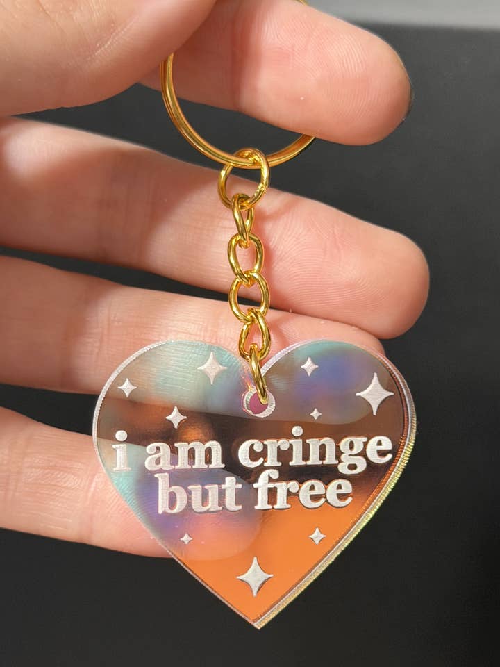 I Am Cringe But Free Iridescent Acrylic Keychain for wholesale by ShlemonArt