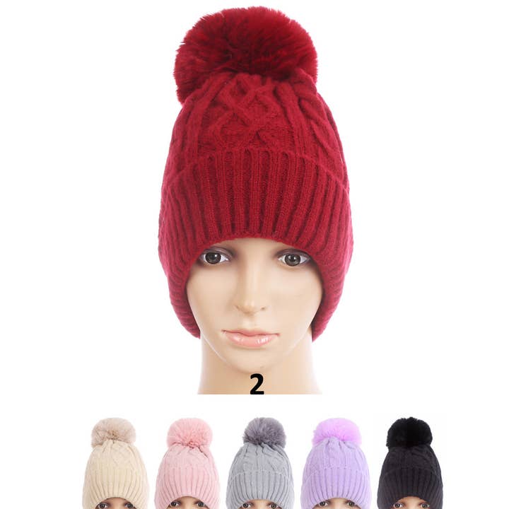 Bonnet Tricoté à Pompons H20-21 (12PC) pour la vente par TAPA fashion