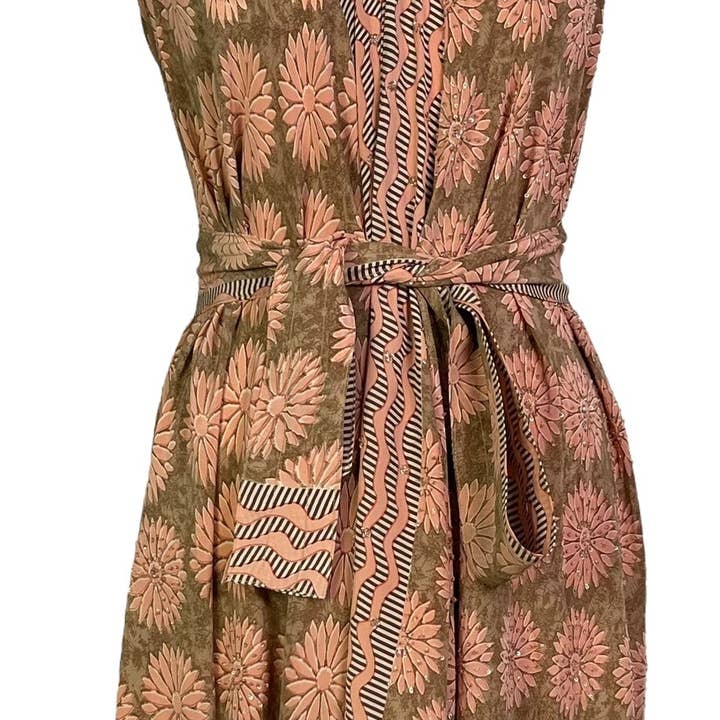 PRC7250 Wabi Sabi Pure Silk Maxi Dress with Belt for wholesale by sariKNOTsari