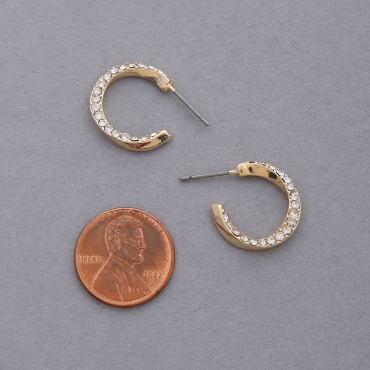 JOIA ACCESSORIES - Wholesale Hoop Earrings - 2207477 SODAJO BRASS RHINESTONE OPEN HOOP EARRING