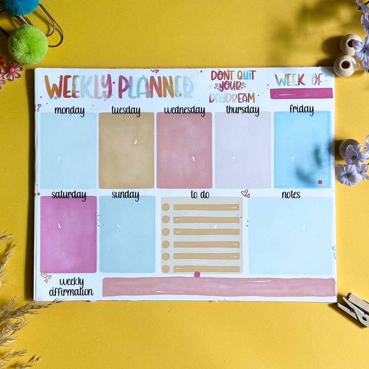 Agenda hebdomadaire fonctionnel Ne quittez pas votre rêverie pour la vente par Mapp Designs Stationery