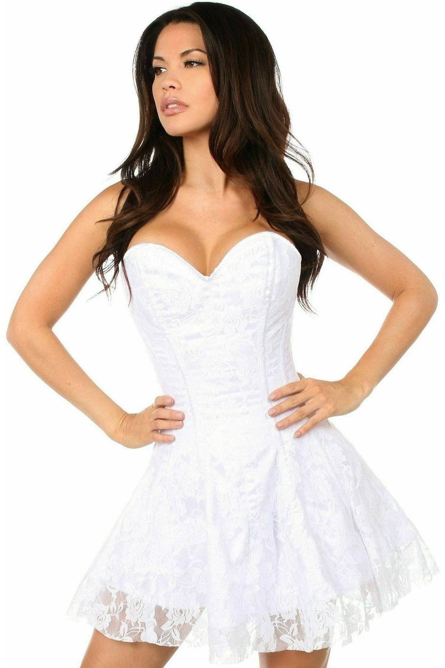 Daisy Corsets - Vente Robe – femme - Robe corset en dentelle blanche somptueuse14