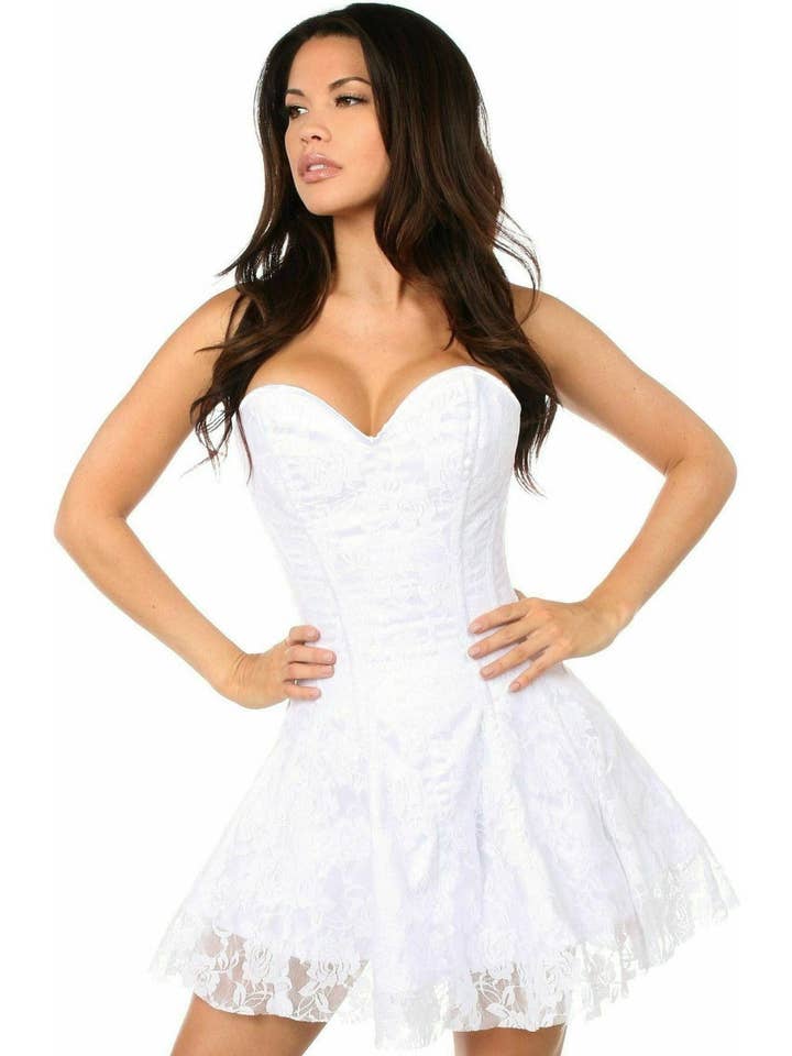 Daisy Corsets - Vente Robe – femme - Robe corset en dentelle blanche somptueuse14