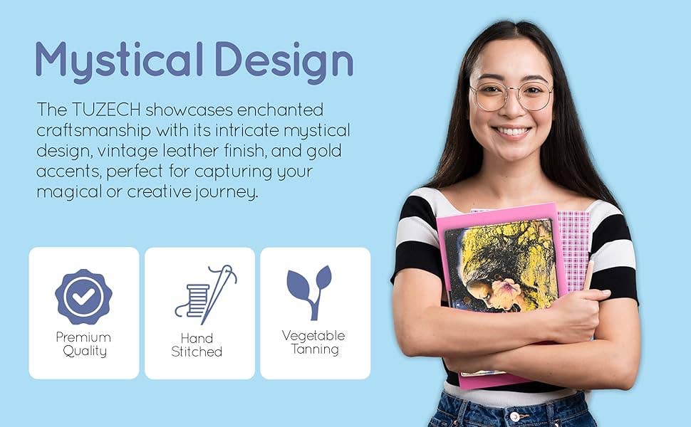 Tuzech Leather – wholesale Journal och dagbok – TUZECH läderklätt anteckningsbok med grimoirestil och ojämna kanter för män och kvinnor97