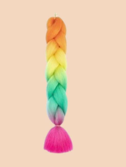 Synthetic Braiding Hair - Rainbow Ombre with Pink Ends for wholesale by Tangled Hair Care