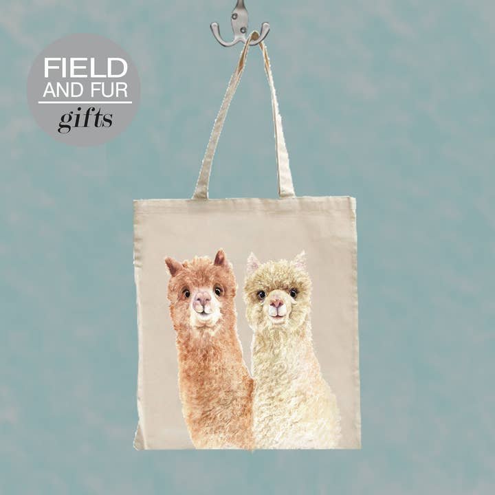 Coppia di Alpaca, Borsa Shopper per la vendita all'ingrosso da parte di Field and Fur Gifts