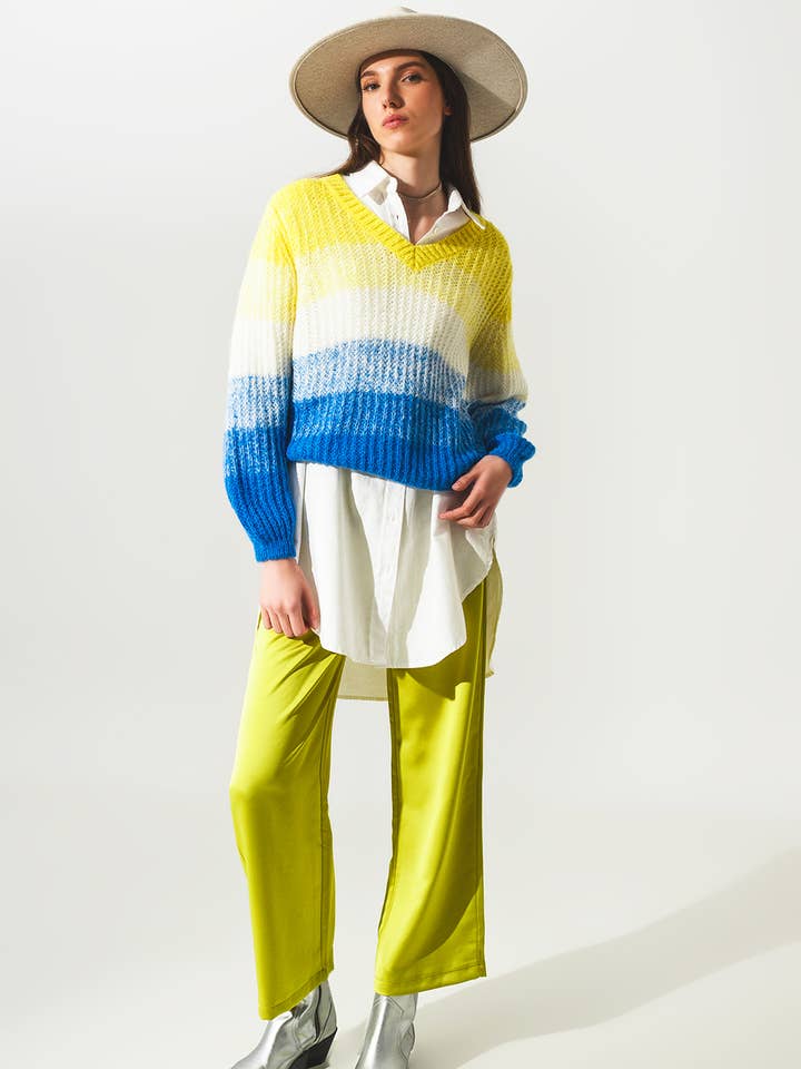 Vert Pantalon large en satin vert citron en vente sur Faire4