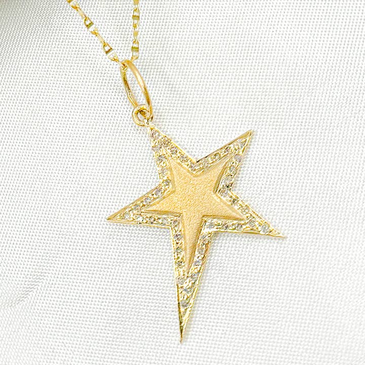 14K Massives Gold Diamanten Sternanhänger. GDP45 für den Großhandel von Tresor Jewelry Inc.