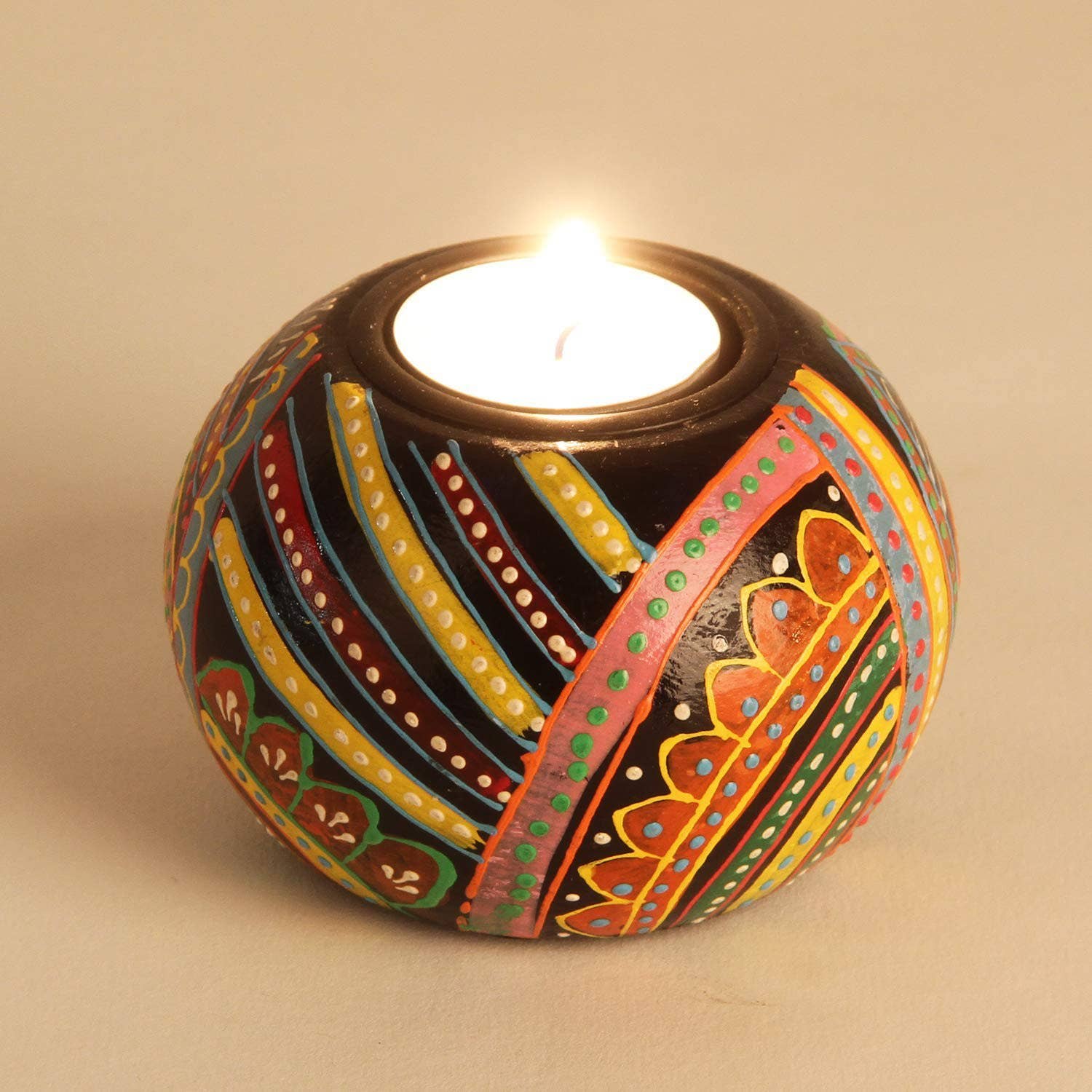 Casa Moro – Suporte de vela por atacado – Conjunto de 3 castiçais orientais pintados à mão para vela tealight Aicha4