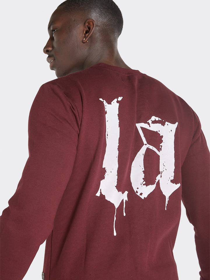London Attitude Bordeaux sweatshirt met LA print voor wholesale door London Attitude