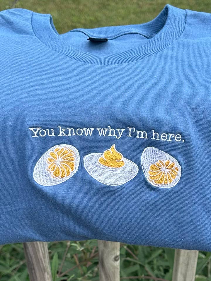 You Know Why I'm Here Thanksgiving Deviled Egg GildanT-Shirt and other Purchase Wholesale sequin turkey. Free Returns & Net 60 Terms on Faire trending on Faire.