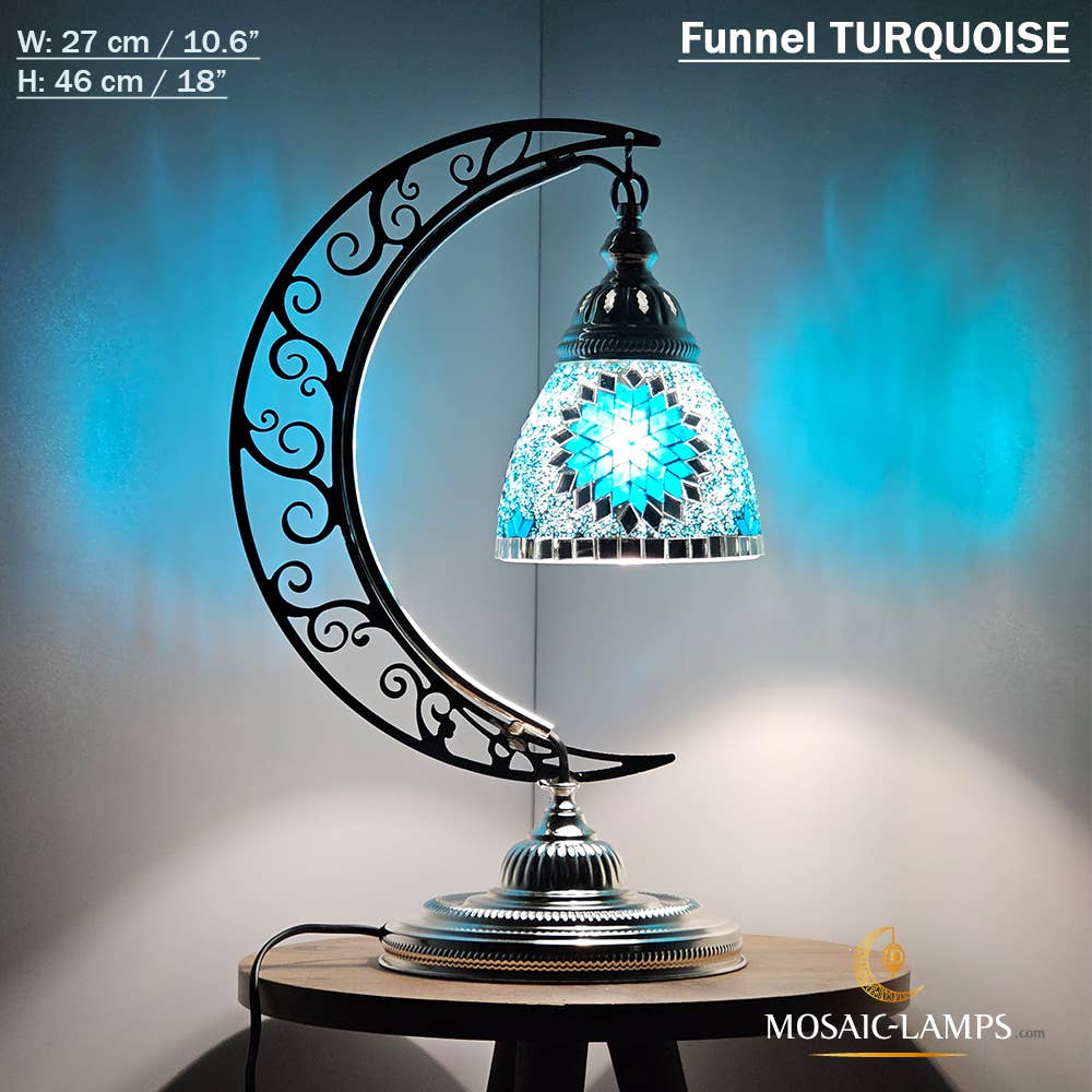 Mosaic Lamps - Vendita all'ingrosso Lampada da scrivania/d'accento - Lampada da scrivania Turkish Moon in argento, luci ad arco marocchine, Murano C25