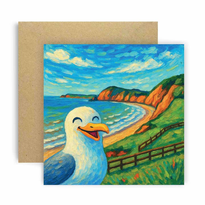 Carte de vœux amusante de la plage Jacobs Ladder à Sidmouth pour la vente par Huxters