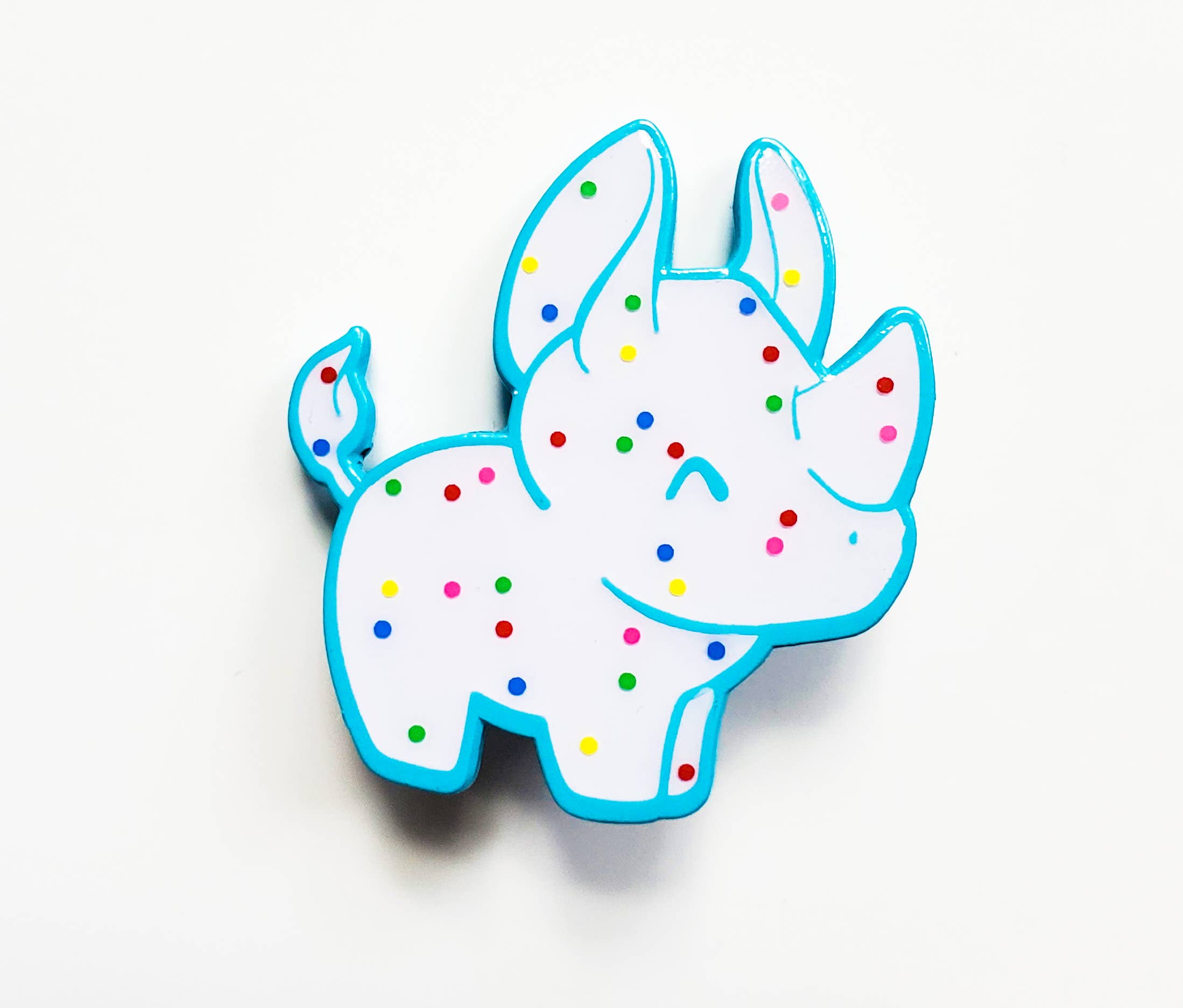 Atomik Cupcake Designs - Wholesale Lapel Pin/Button - Animal Cookies Kawaii Rhino 1.5 Inch Soft Enamel Pin3