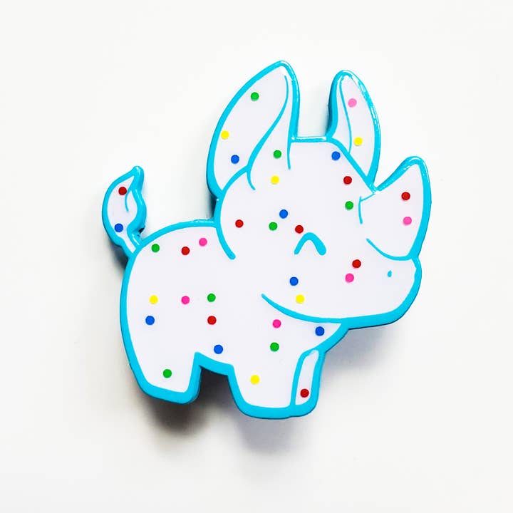 Atomik Cupcake Designs - Wholesale Lapel Pin/Button - Animal Cookies Kawaii Rhino 1.5 Inch Soft Enamel Pin3