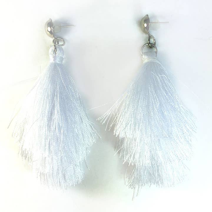 Status Collections - Wholesale Tassel earrings - White Tassel Earring0