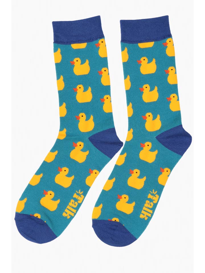 Sock Talk – wholesale Socks – Men's – Mens Rubber Duck Novelty Bamboo Socks in Turquoise Blue1