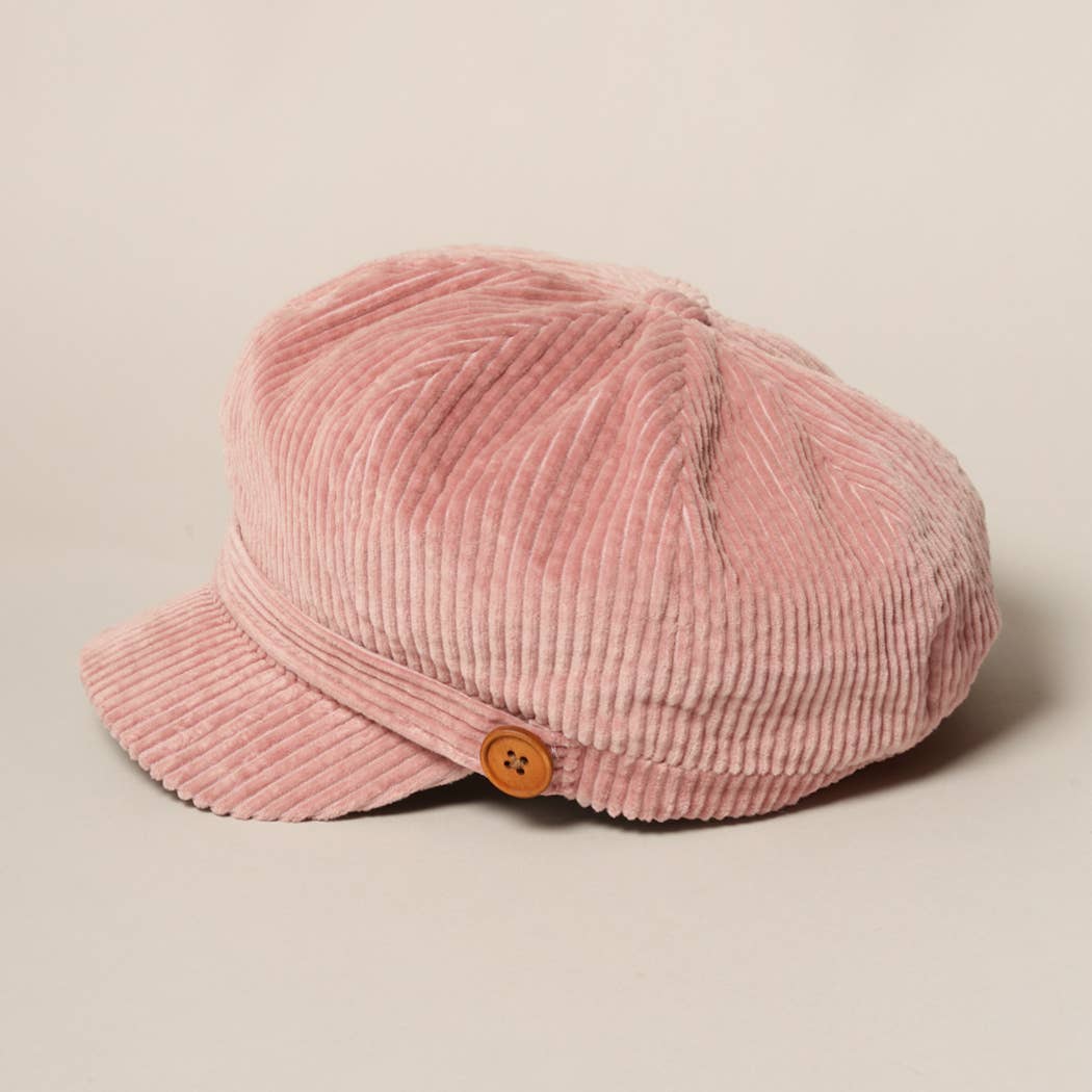 Fashion City - Wholesale Newsboy/Schoolboy Hat - Women's - Women's Solid Corduroy Cabbie with Buttons14