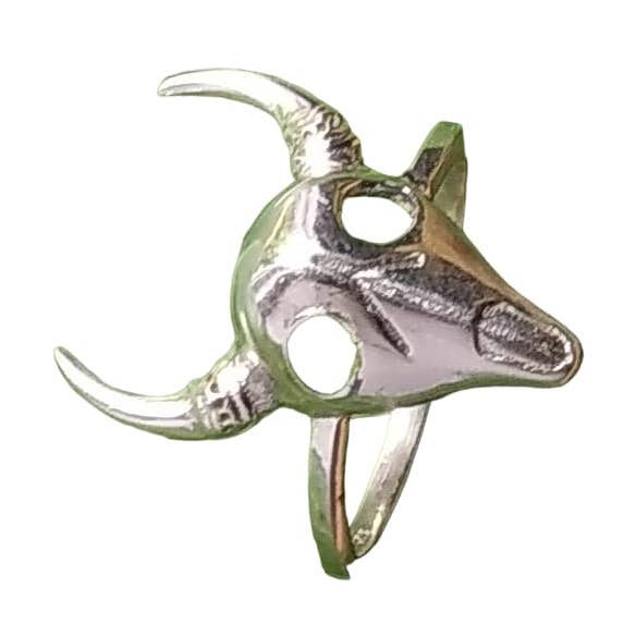 Buffalo Skull Pattern 925 Sterling Silver Biker's Ring for wholesale by SILVER CAVE