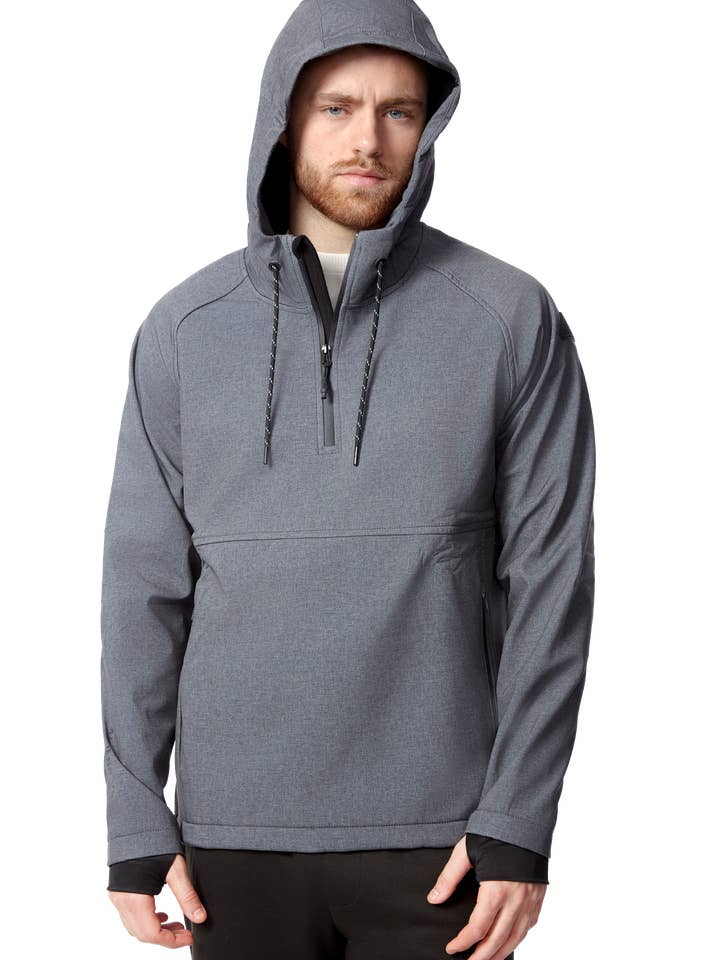 VARGAS | MEN'S PULLOVER SOFTSHELL HOODIE, DARK GREY for wholesale by Alpine North US