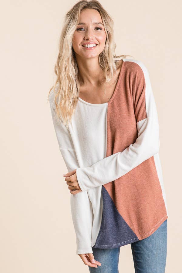 lovely melody - Vente Haut en maille – femme - LMT124 - Haut en maille colorblock en cachemire 7