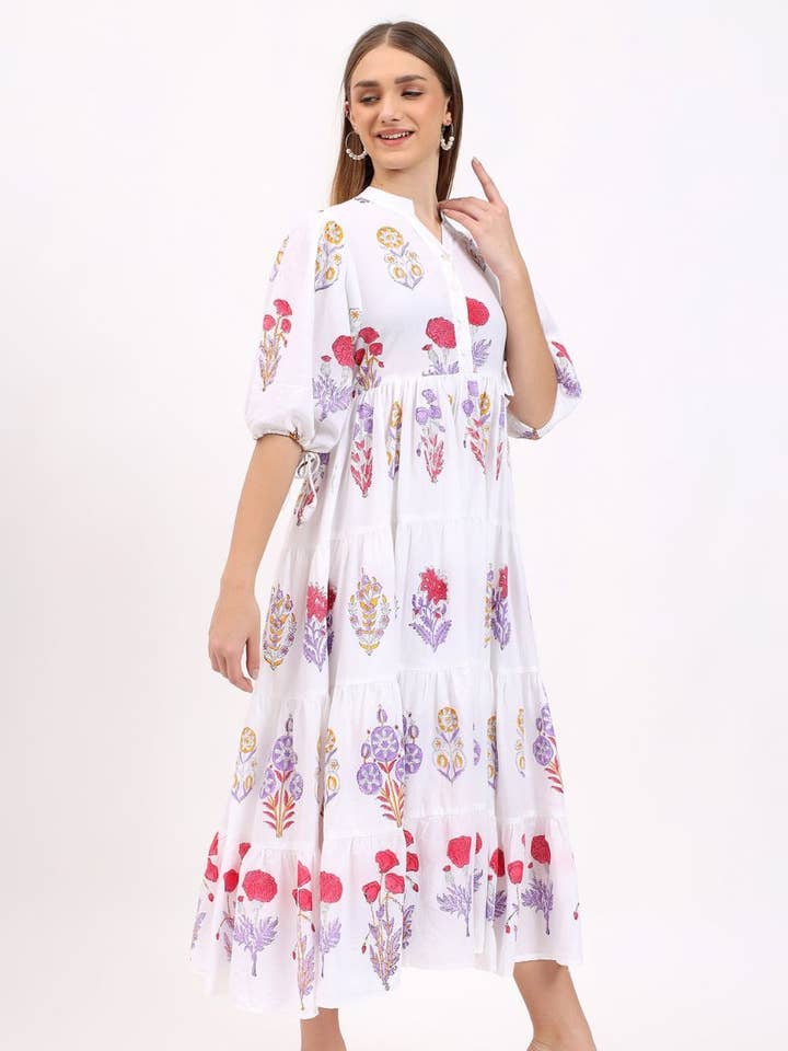 Cotton maxi-kjole med blomsterprint for engroshandel hos Hi Handmade